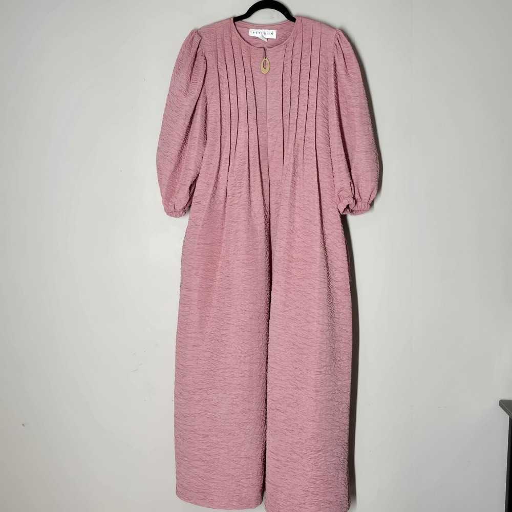 Vintage‎ Keyloun Pink Textured Pintuck Maxi Dress Medium Cottagecore Prairie